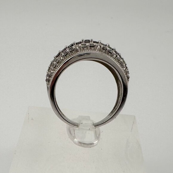 Brilliant 1.00 Ct Natural Diamond Multi-Row Designer Ring - Size 7.75 - Sterling - Picture 5 of 16